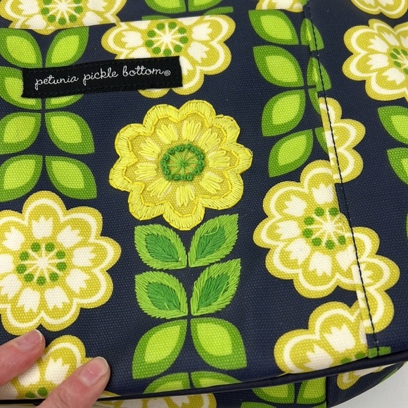 petunia pickle bottom  blue with yellow flowers diaper bag - Picture 10 of 11